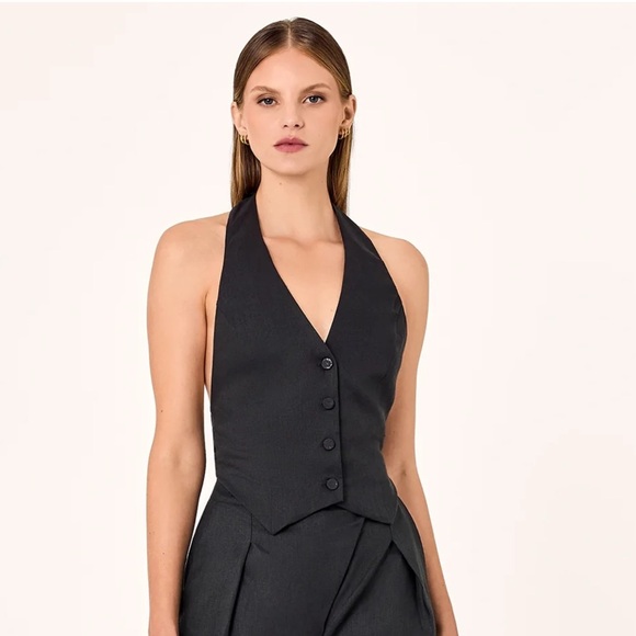 NWT Nicholas Nia Linen Vest Top in black - large (size 10) revolve - FWRD - Picture 4 of 11